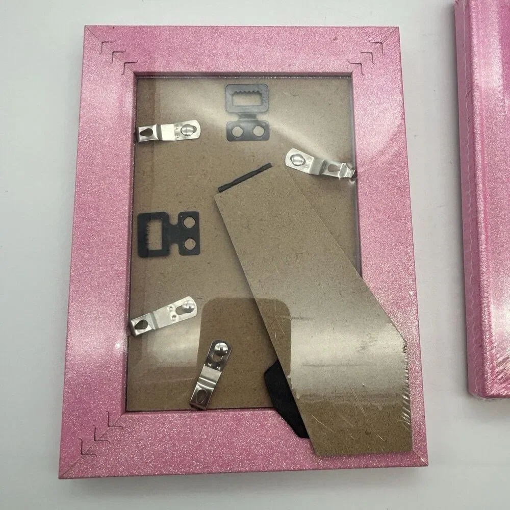 Pink Glitter 5x7 Picture Frames 4-Pack w/ 4x6 Mat New Sealed Wall/Tabletop